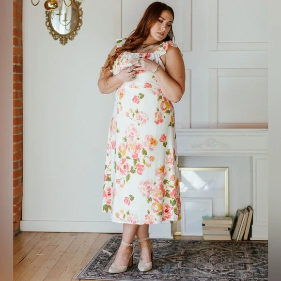 Worn Once - Sugarlips Curve Magdalena Midi Dress in Pink & W… - Picture 6 of 16
